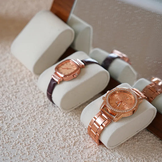 Universal Watch Box Velvet Cushion Watch Pillow Jewelry Case Strap Watch Storage Organizer Simple Style Plaid Pattern