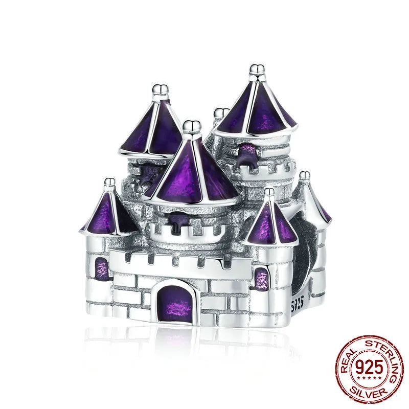 1 Piece 925 Sterling Silver Zircon Castle Fruit Cat Polished Pendant Beads Jewelry Accessories