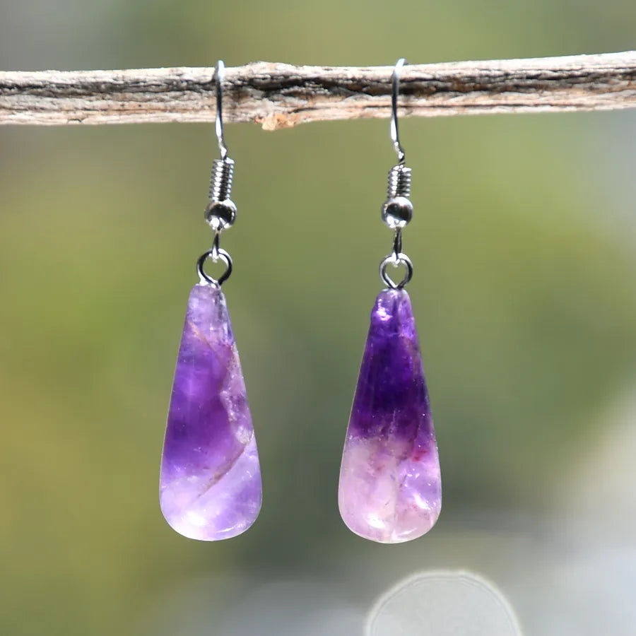 1 Pair Simple Style Water Droplets Alloy natural stone Drop Earrings