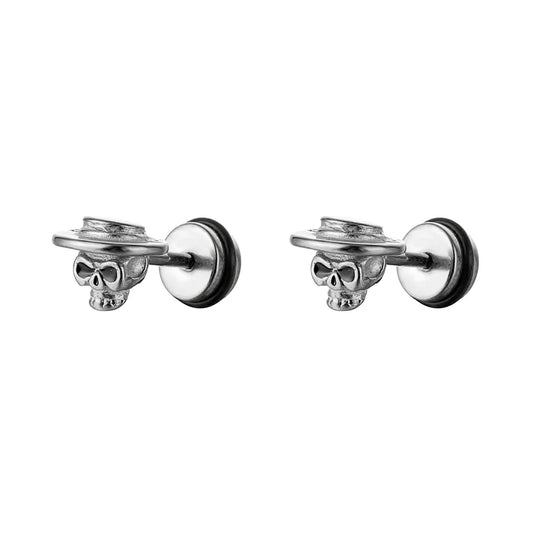1 Pair Halloween Fashion Skull Plating Stainless Steel Ear Studs