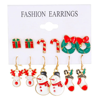 1 Pair Christmas Cute Christmas Tree Santa Claus Elk Plating Alloy Drop Earrings