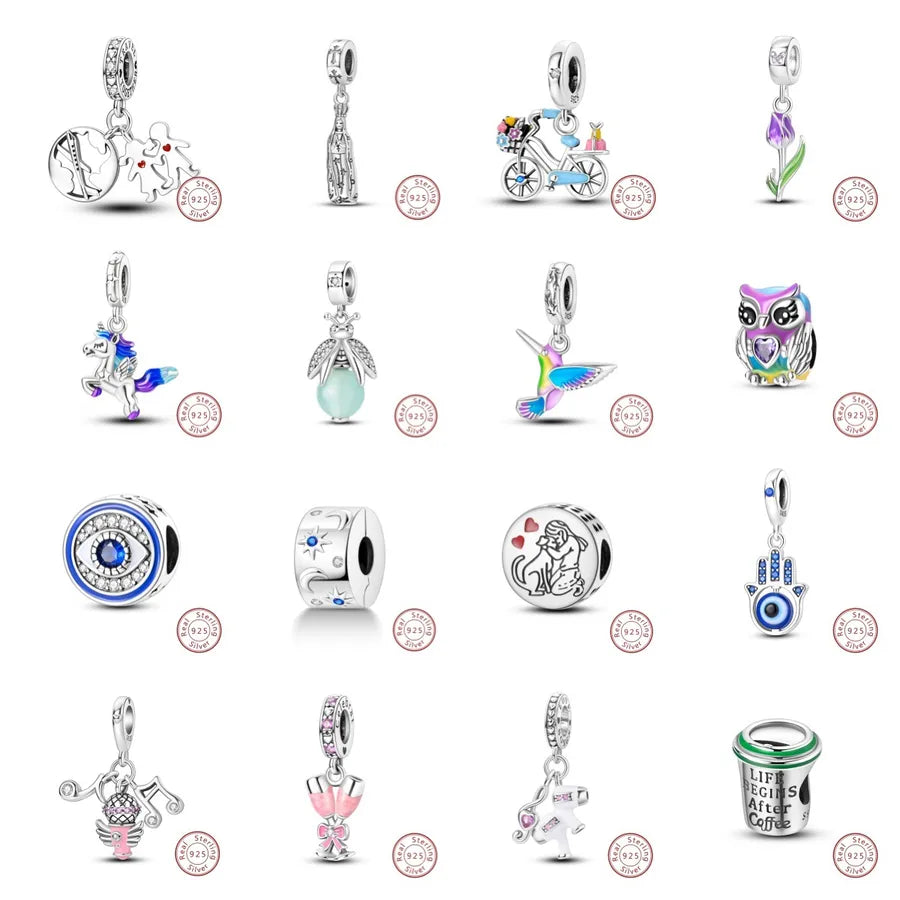 1 Piece 12*11.9mm 925 Sterling Silver Zircon Devil's Eye Bird Pendant Beads Jewelry Accessories