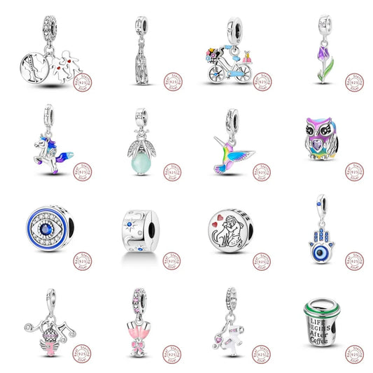 1 Piece 12*11.9mm 925 Sterling Silver Zircon Devil's Eye Bird Pendant Beads Jewelry Accessories