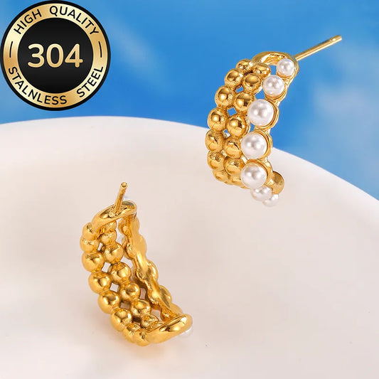 1 Pair Retro Classic Style Round 304 Stainless Steel Ear Studs