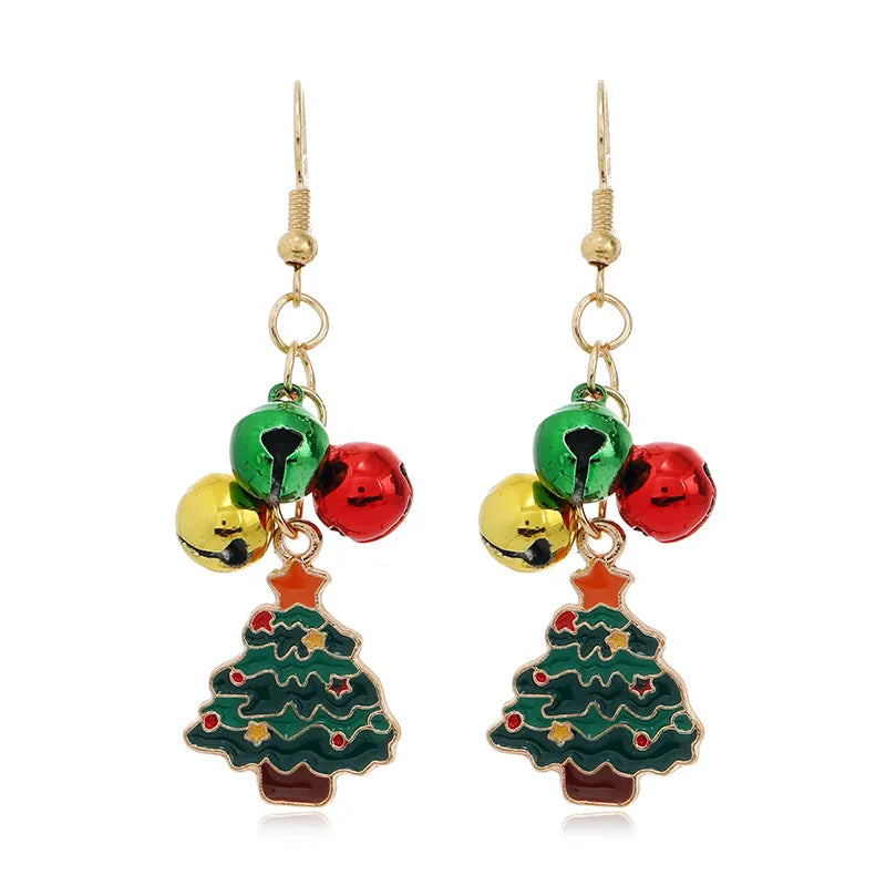1 Pair Christmas Fashion Christmas Tree Bell Snowman Alloy Drop Earrings