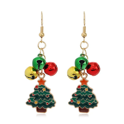 1 Pair Christmas Fashion Christmas Tree Bell Snowman Alloy Drop Earrings