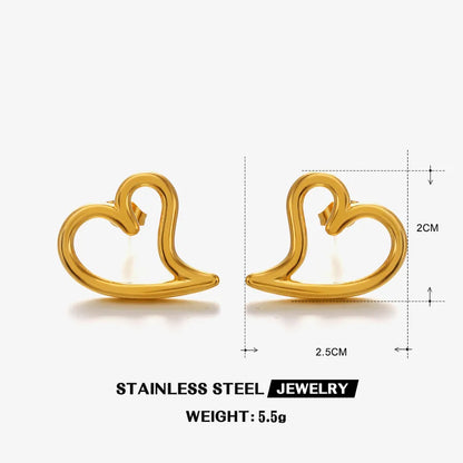 1 Pair Casual Cute Simple Style Heart Shape 304 Stainless Steel 18K Gold Plated Ear Studs