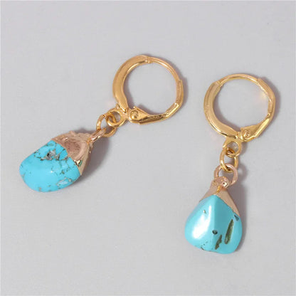 1 Pair Sweet Geometric Inlay Agate Natural Stone Earrings