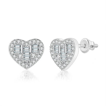 1 Pair Hip-Hop Round Square Heart Shape Plating Inlay Copper Zircon White Gold Plated Gold Plated Ear Studs