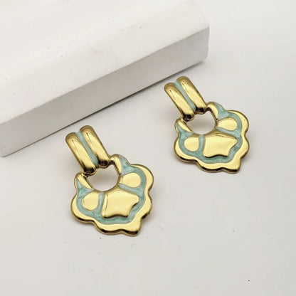 1 Pair Elegant Beach Commute Water Droplets 304 Stainless Steel Butterfly Backs Ear Studs