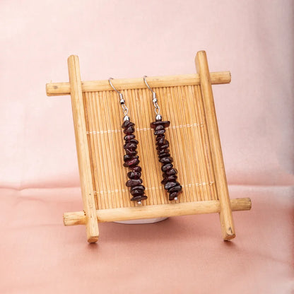 1 pair retro irregular plating natural stone drop earrings