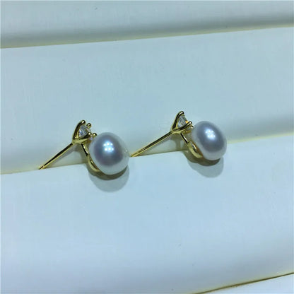 1 Pair Pearl Freshwater pearl earrings Geometric Ear Studs