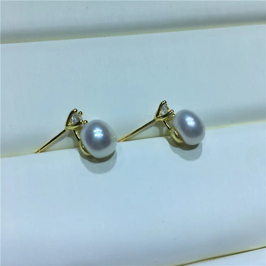 1 Pair Pearl Freshwater pearl earrings Geometric Ear Studs