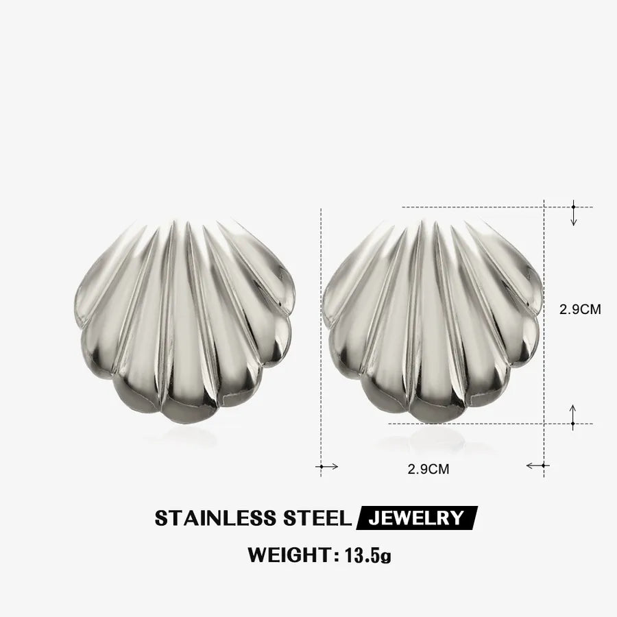 1 Pair Casual Vacation Beach Shell 304 Stainless Steel 18K Gold Plated Ear Studs