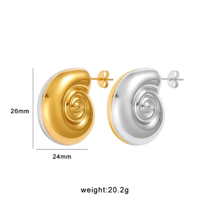 1 Pair Cute Lady Pastoral C Shape Round Snails Mixed Metal 304 Stainless Steel 316 Stainless Steel  18K Gold Plated Earrings