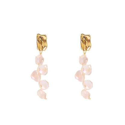 1 pair simple style classic style geometric freshwater pearl copper drop earrings