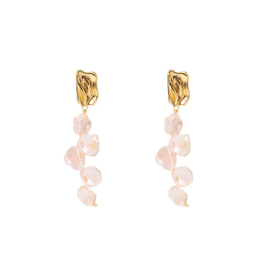1 pair simple style classic style geometric freshwater pearl copper drop earrings