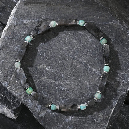 New Arrival Iron Gall Stone Spacer Amazonite Rectangular Black Flash Semi-Precious Stone Men's Bracelet Bracelet Bracelet