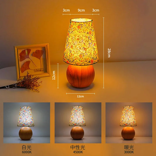 French Fabric Floral Table Lamp Study Bedroom Bedside Lamp Advanced Sense Pastoral Homestay Decoration Vintage Table Lamp Atmosphere