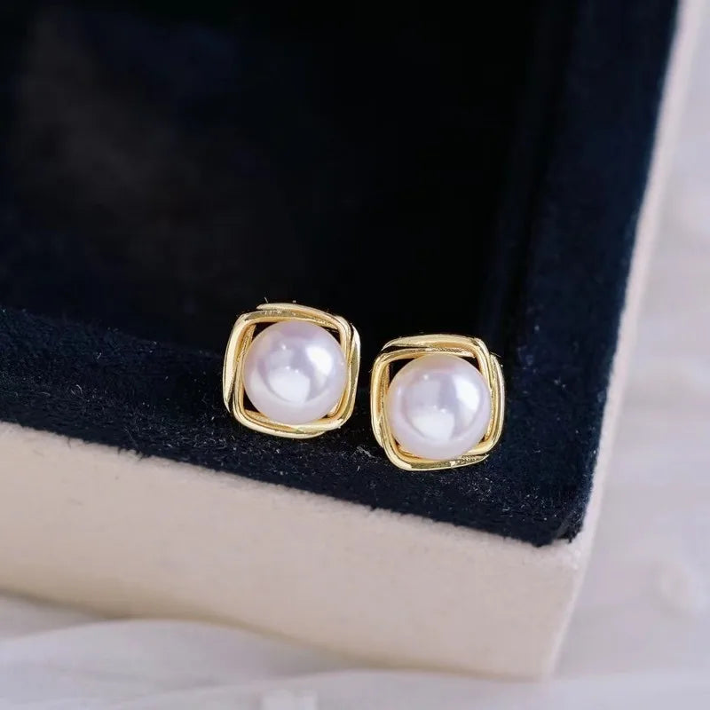 1 Pair Freshwater pearl earrings Pearl Ear Studs