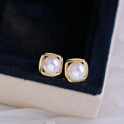 1 Pair Freshwater pearl earrings Pearl Ear Studs