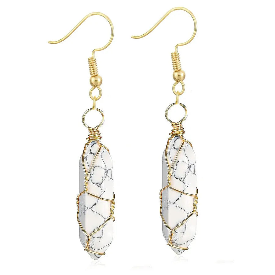 1 Pair Casual Simple Style Geometric natural stone Crystal Iron Drop Earrings