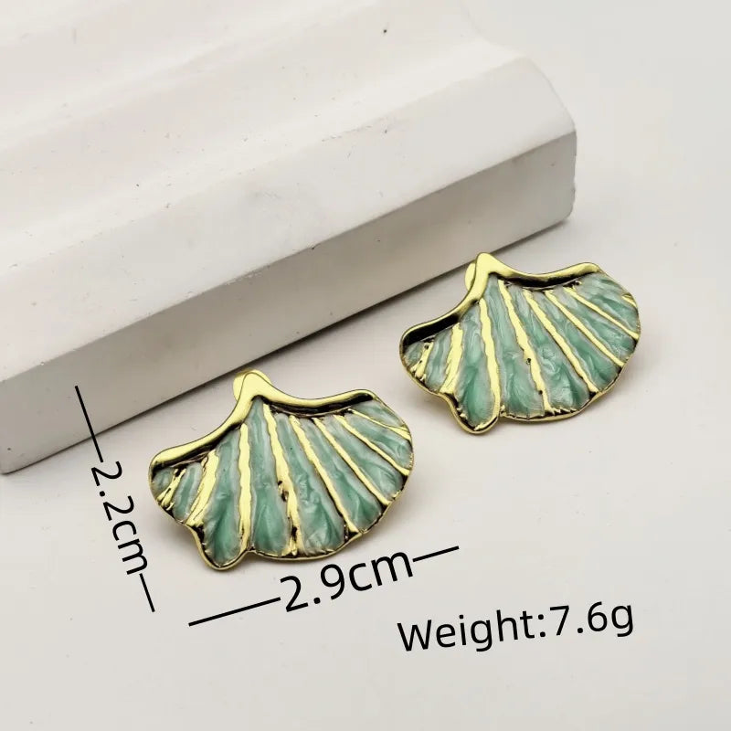 1 Pair Cute Vintage Style Beach Ginkgo Leaf 304 Stainless Steel 18K Gold Plated Ear Studs