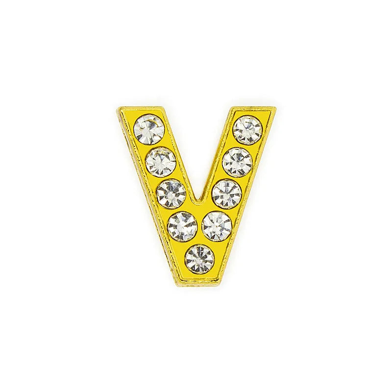 1 Piece 12mm Hole 6~9.9mm Alloy Rhinestones Letter DIY Ornament Accessories Beads