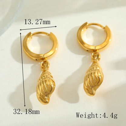 1 Pair Casual Elegant Cute Tortoise Geometric Conch Plating 304 Stainless Steel 18K Gold Plated Earrings