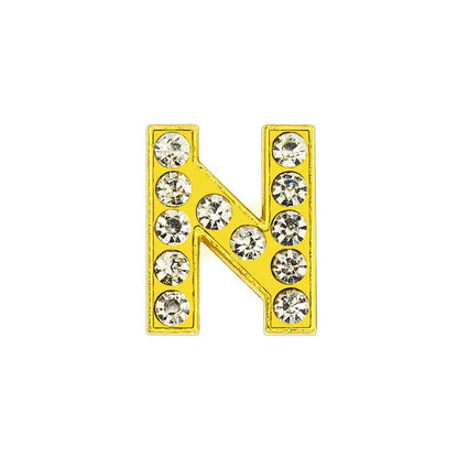 1 Piece 12mm Hole 6~9.9mm Alloy Rhinestones Letter DIY Ornament Accessories Beads