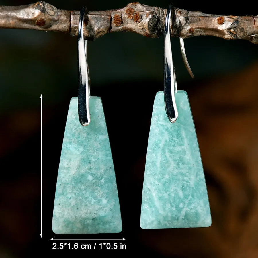 1 Pair Retro Handmade Geometric Alloy natural stone Drop Earrings