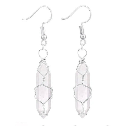 1 Pair Casual Simple Style Geometric natural stone Crystal Iron Drop Earrings