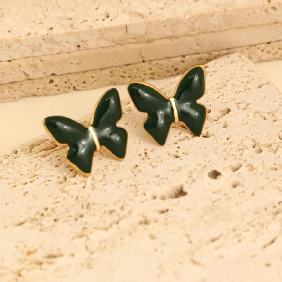 1 Pair IG Style Fairy Style Romantic Leaves Butterfly 304 Stainless Steel Ear Studs