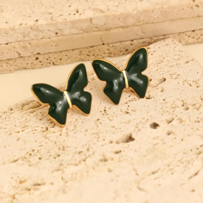 1 Pair IG Style Fairy Style Romantic Leaves Butterfly 304 Stainless Steel Ear Studs