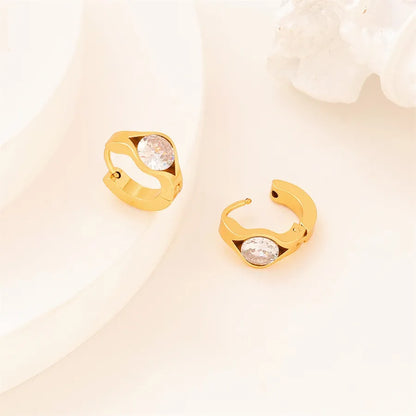 1 Pair Elegant Shiny Solid Color 304 Stainless Steel Earrings