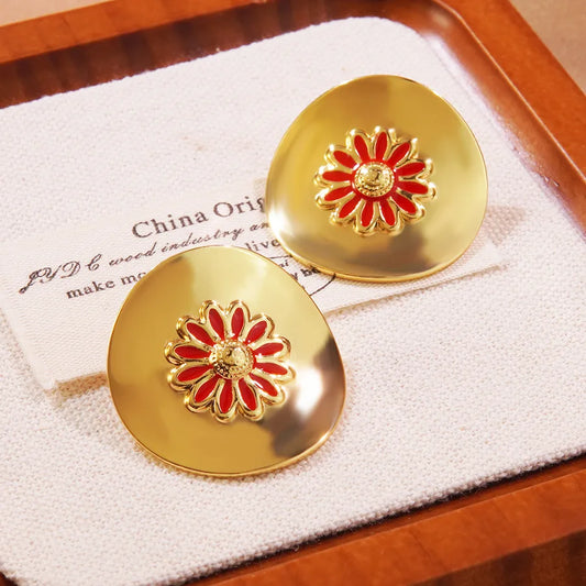 1 Pair Casual Elegant Princess Flower 304 Stainless Steel Imitation Gold  Ear Studs