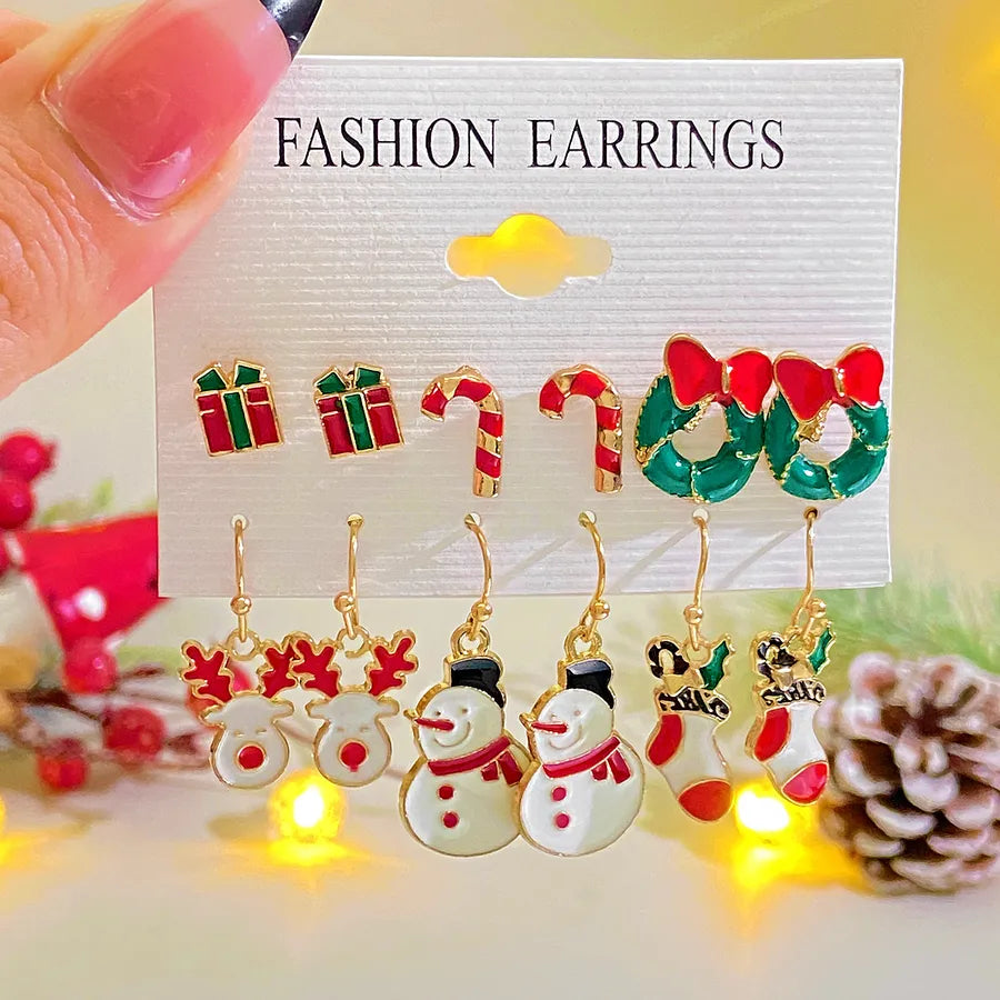 1 Pair Christmas Cute Christmas Tree Santa Claus Elk Plating Alloy Drop Earrings