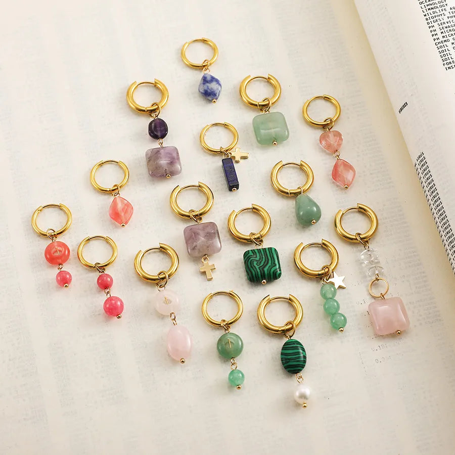 1 Pair Modern Style Geometric natural stone Drop Earrings