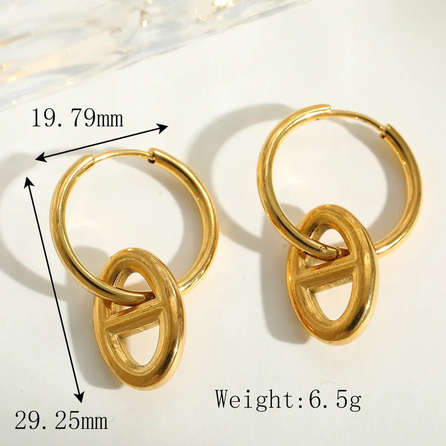 1 Pair Elegant Simple Style Artistic Geometric Plating 304 Stainless Steel 18K Gold Plated Earrings
