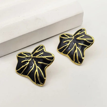 1 Pair Cute Retro Beach Leaves 304 Stainless Steel 18K Gold Plated Butterfly Backs Ear Studs