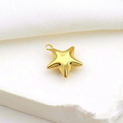 1 Piece 16 * 19mm Copper Star Heart Shape Polished Pendant Jewelry Accessories