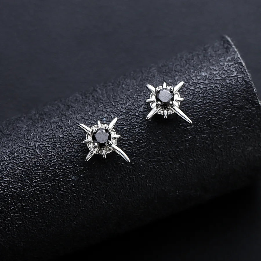 1 Pair Simple Style Geometric Inlay Titanium Steel Rhinestones Ear Cuffs