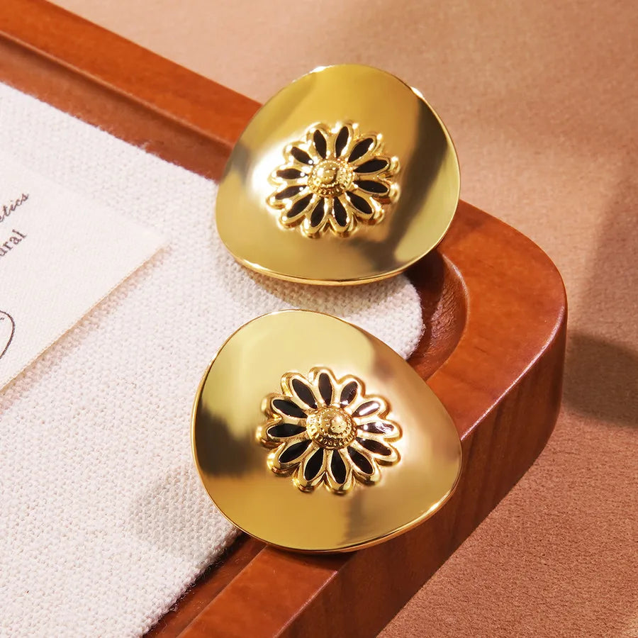 1 Pair Casual Elegant Princess Flower 304 Stainless Steel Imitation Gold  Ear Studs