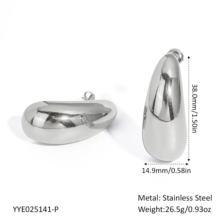 1 Pair Elegant Modern Style Shiny Water Droplets Polishing Plating 304 Stainless Steel 18K Gold Plated Butterfly Backs Ear Studs