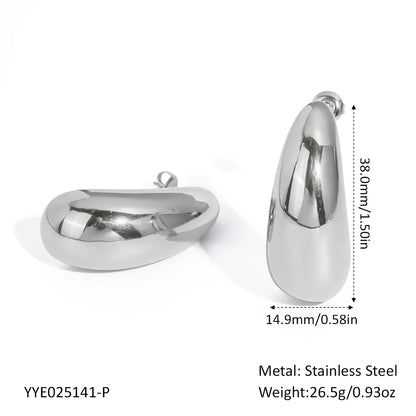 1 Pair Elegant Modern Style Shiny Water Droplets Polishing Plating 304 Stainless Steel 18K Gold Plated Butterfly Backs Ear Studs