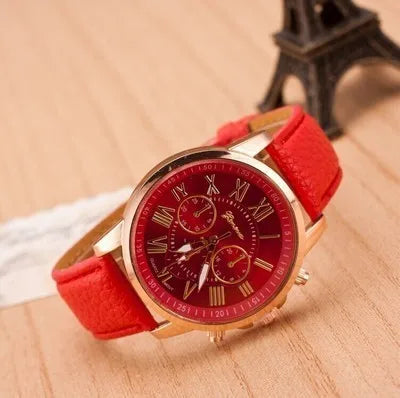casual solid color buckle quartz women's watches