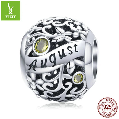 1 Piece 925 Sterling Silver Birthstone Solid Color Jewelry Accessories