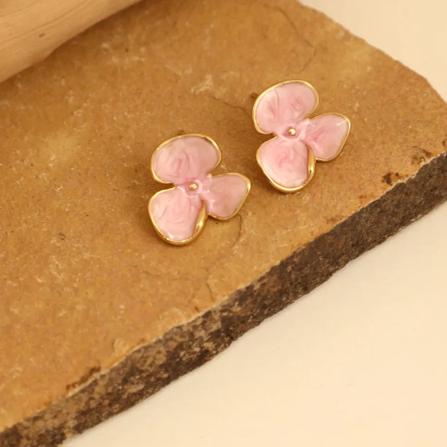 1 Pair IG Style Elegant Cute Round Flower Bow Knot 304 Stainless Steel Ear Studs