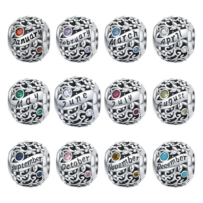 1 Piece 925 Sterling Silver Birthstone Solid Color Jewelry Accessories