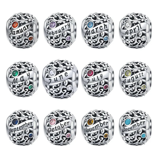 1 Piece 925 Sterling Silver Birthstone Solid Color Jewelry Accessories